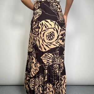 Zara Brown and Cream Trumpet Maxi Skirt